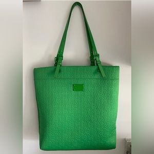 MK Monogrammed XL Kelly green fabric Tote